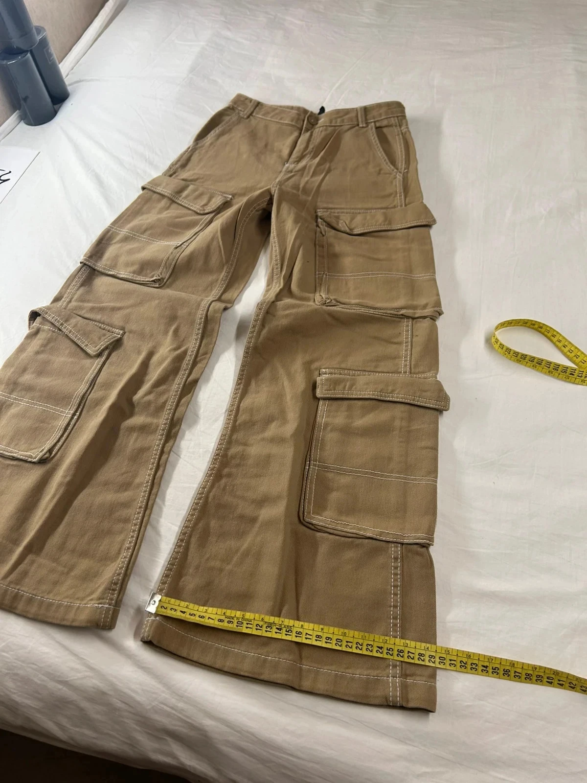 Brown beige wide leg divided h&m pants – photo 5